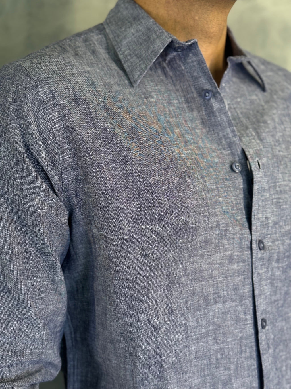 CAMISA M/L LINHO FIO TINTO