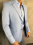 BLAZER SLIM POLIVISCOSE STRETCH LAP LARGA FATIOTA AZUL CLARO