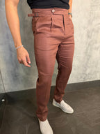 CALÇA ALF. GURKHA PURO LINHO MARROM