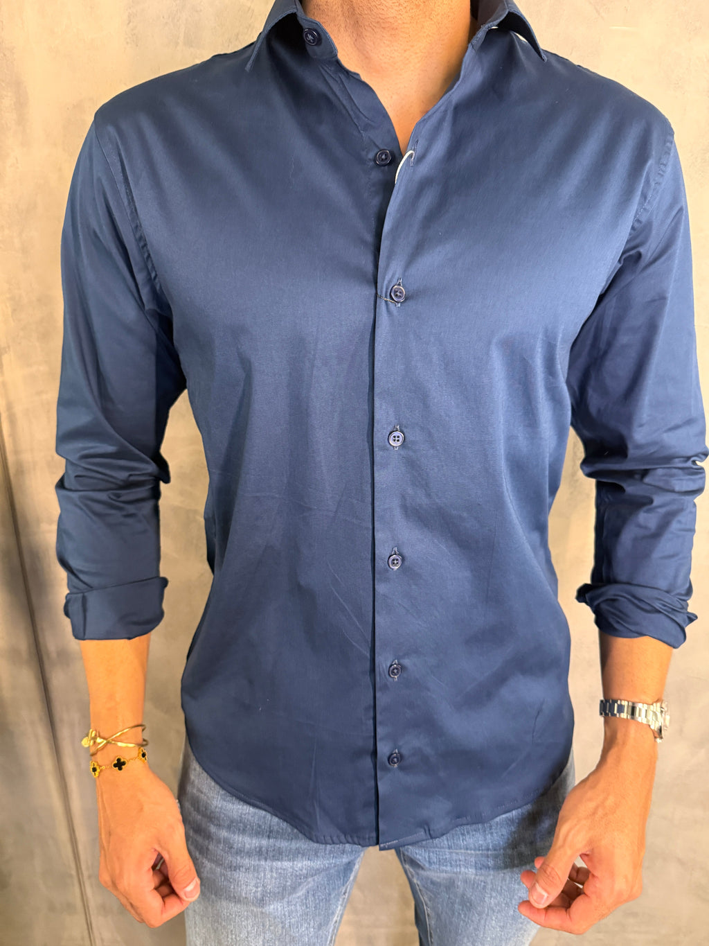 CAMISA M/L SLIM TRICOLINE C/ ELASTANO