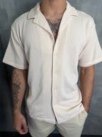 CAMISA M/C TRICOT CANELADA GOLA CUBANA