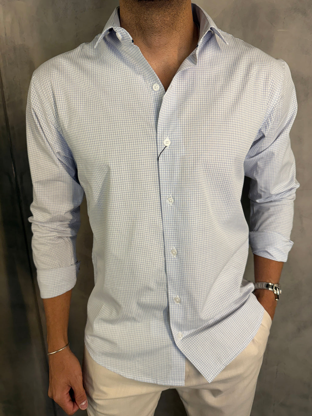 CAMISA M/L SLIM FIBRA DE BAMBU XADREZ