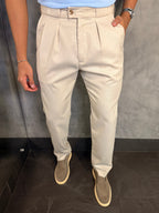 CALÇA ALF. RETA C/ PREGA AREIA