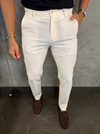 CALÇA ALF. SLIM STRETCH C/ AJUSTE BOTÃO OFF WHITE