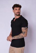 Camisa Polo Italiana Tricot Preta
