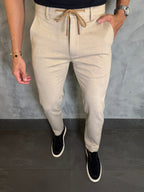 CALÇA ALF. SKINNY MALHA C/ CADARÇO BEGE