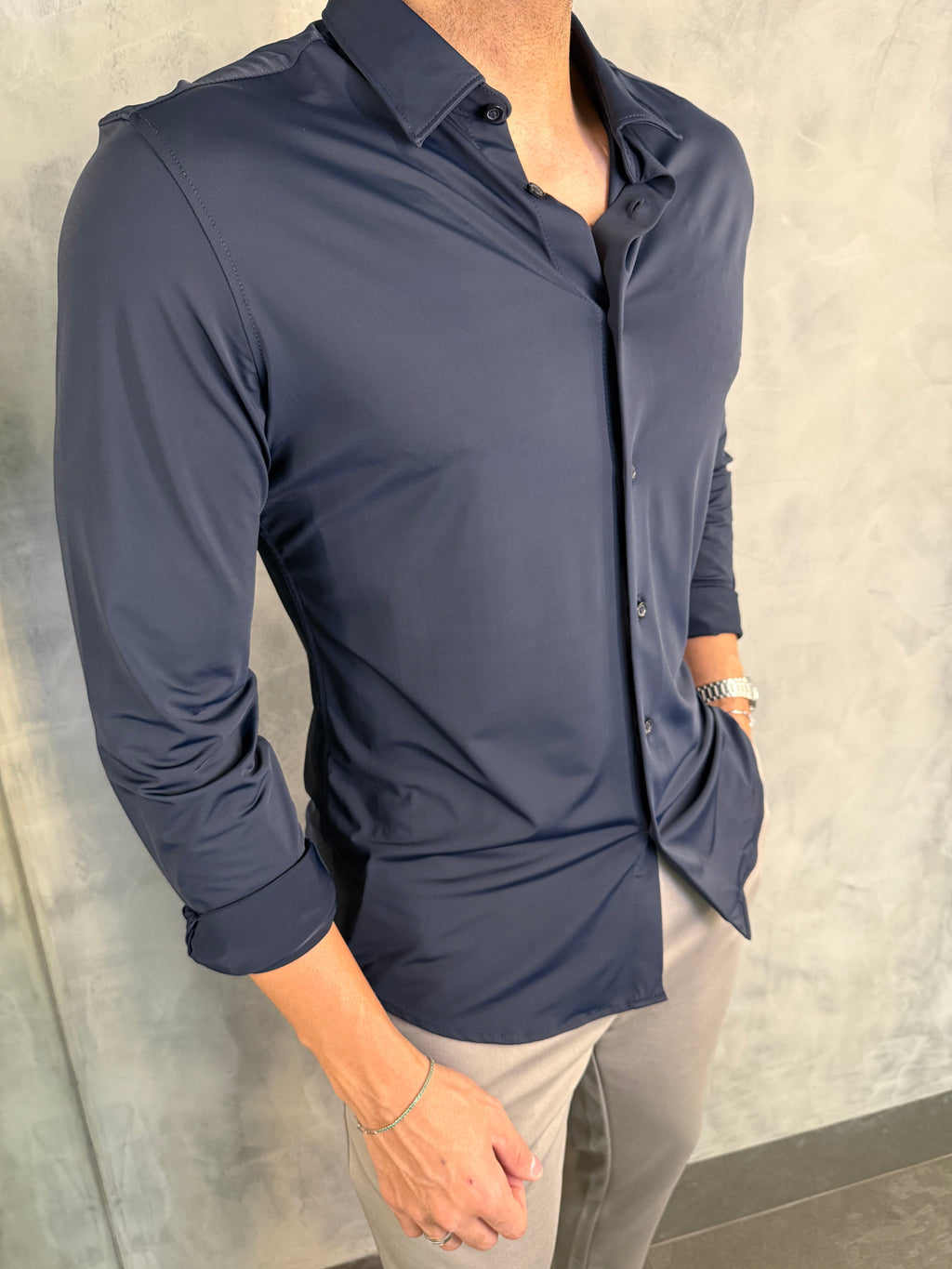 CAMISA M/L TECH POLIAMIDA MARINHO