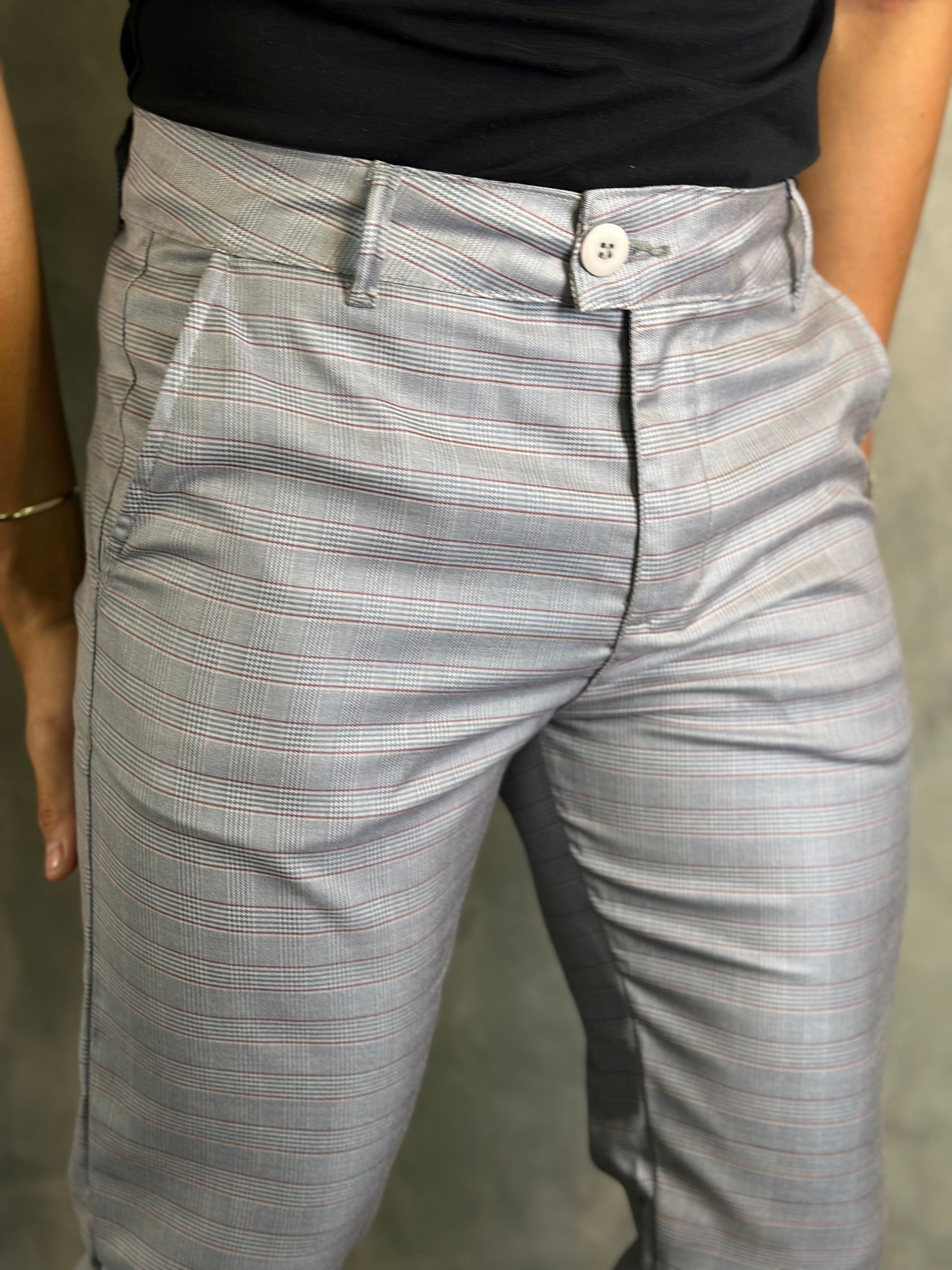 Calça Alf. Xadrez Azul Cl