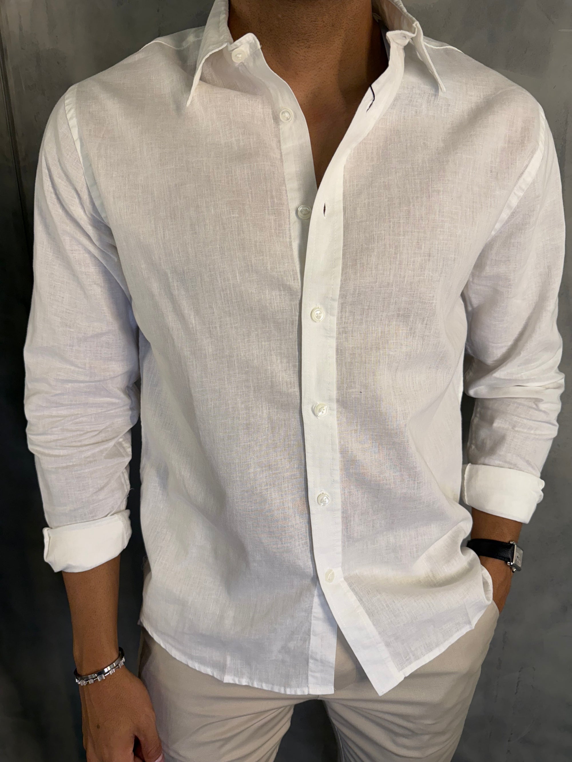 CAMISA M/L LINHO FIO TINTO