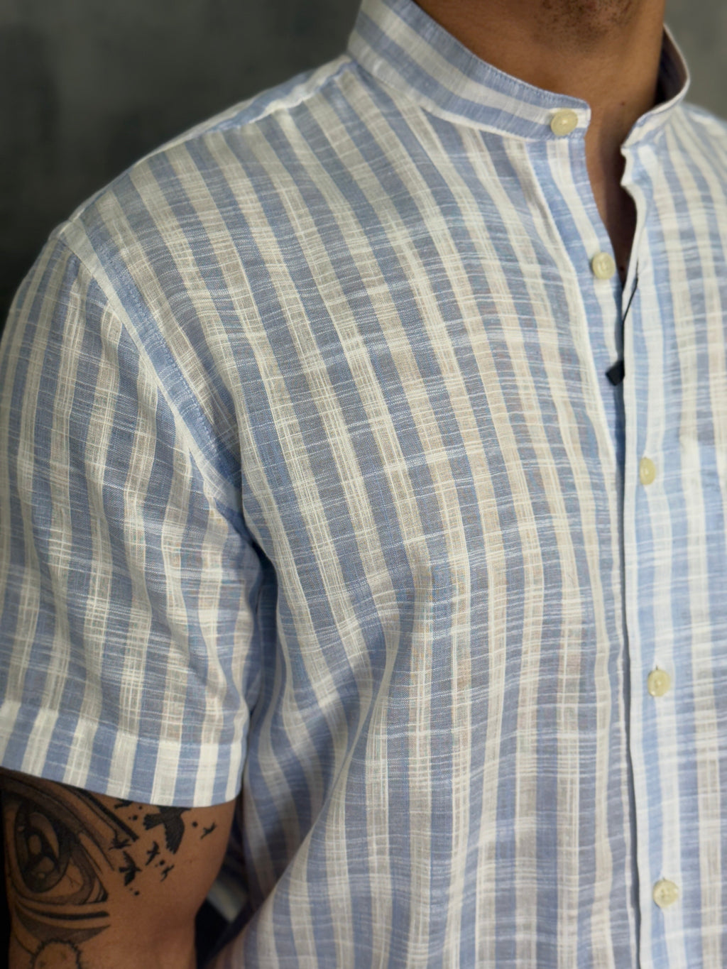CAMISA M/C TRAMANDAI LISTRAS AZUL BB
