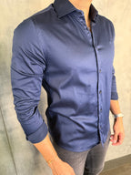 CAMISA ACETINADA STRETCH SLIM FIT M/L INDICCATTO MARINHO