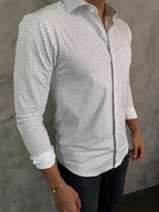 CAMISA M/L SLIM POLIAMIDA XADREZ BRANCO