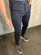 CALÇA ALF MALHA SLIM RISCA DE GIZ MARINHO