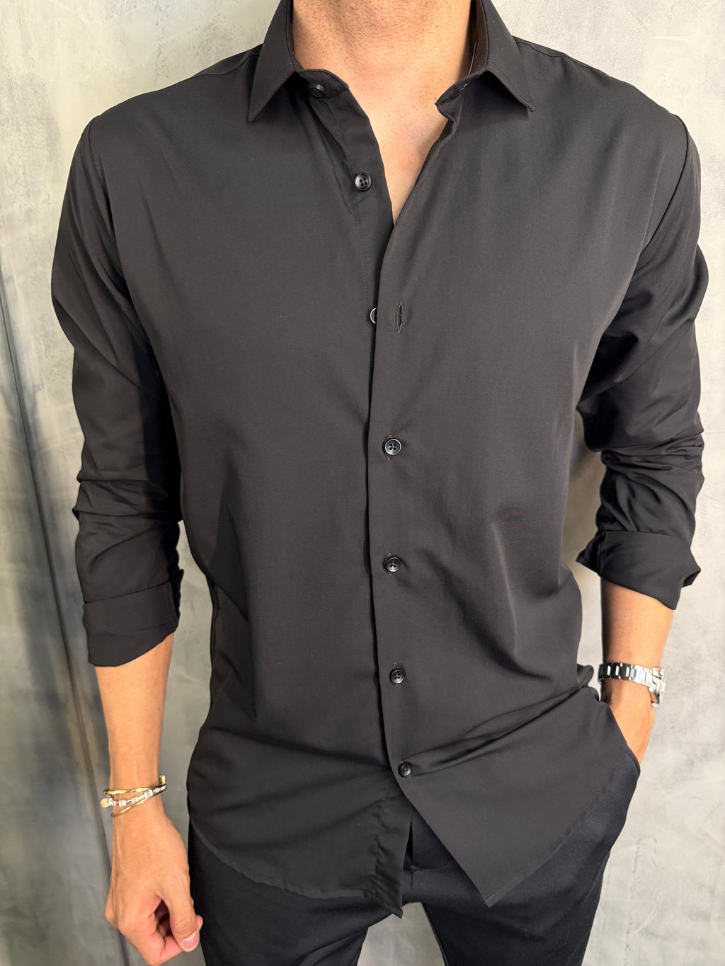 CAMISA M/L FIBRA DE BAMBU PRETO