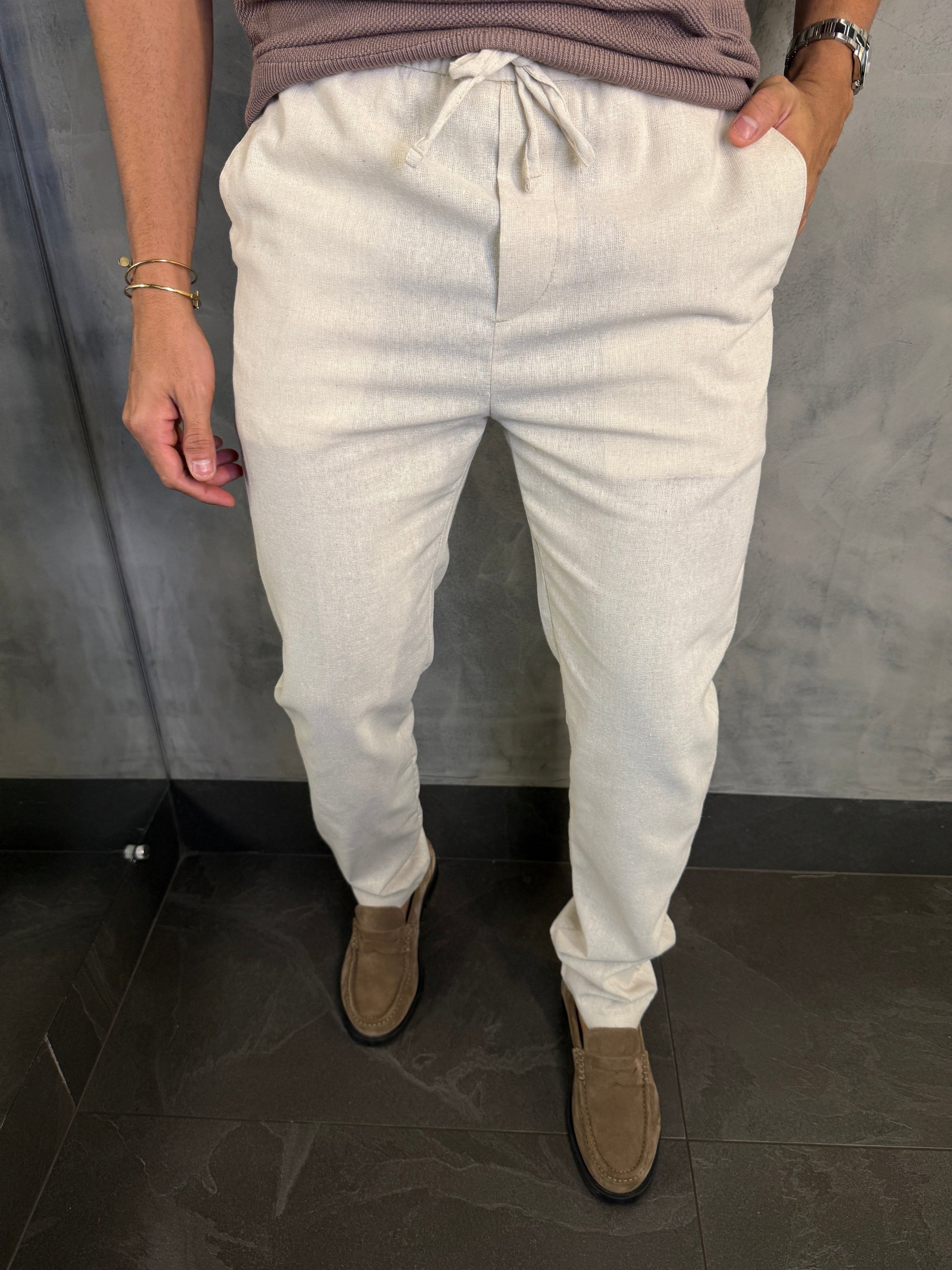 CALÇA CÓS ELÁSTICO KINGSTON NATURAL