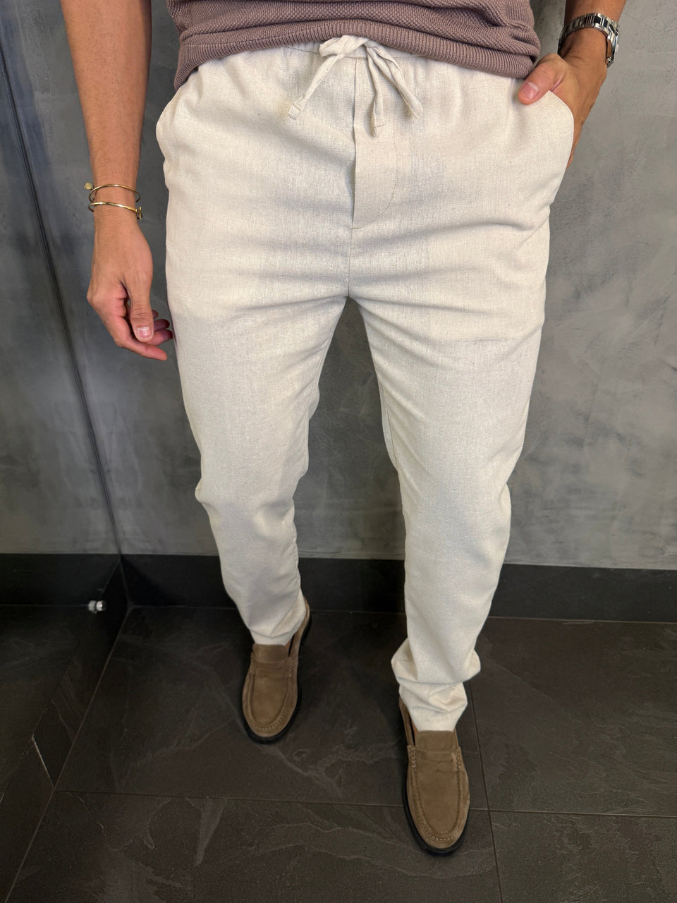 CALÇA CÓS ELÁSTICO KINGSTON NATURAL