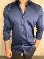 CAMISA M/L ACETINADA C/ ELASTANO PONTO H MARINHO