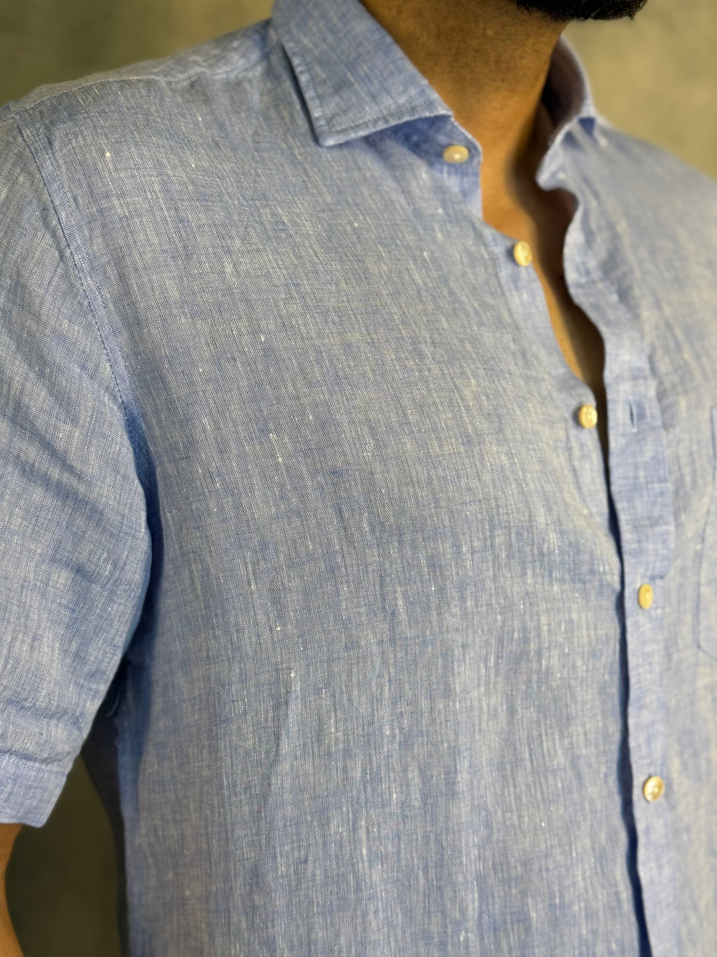 CAMISA M/C PURO LINHO AZUL CÉU