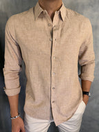 CAMISA M/L LINHO FIO TINTO