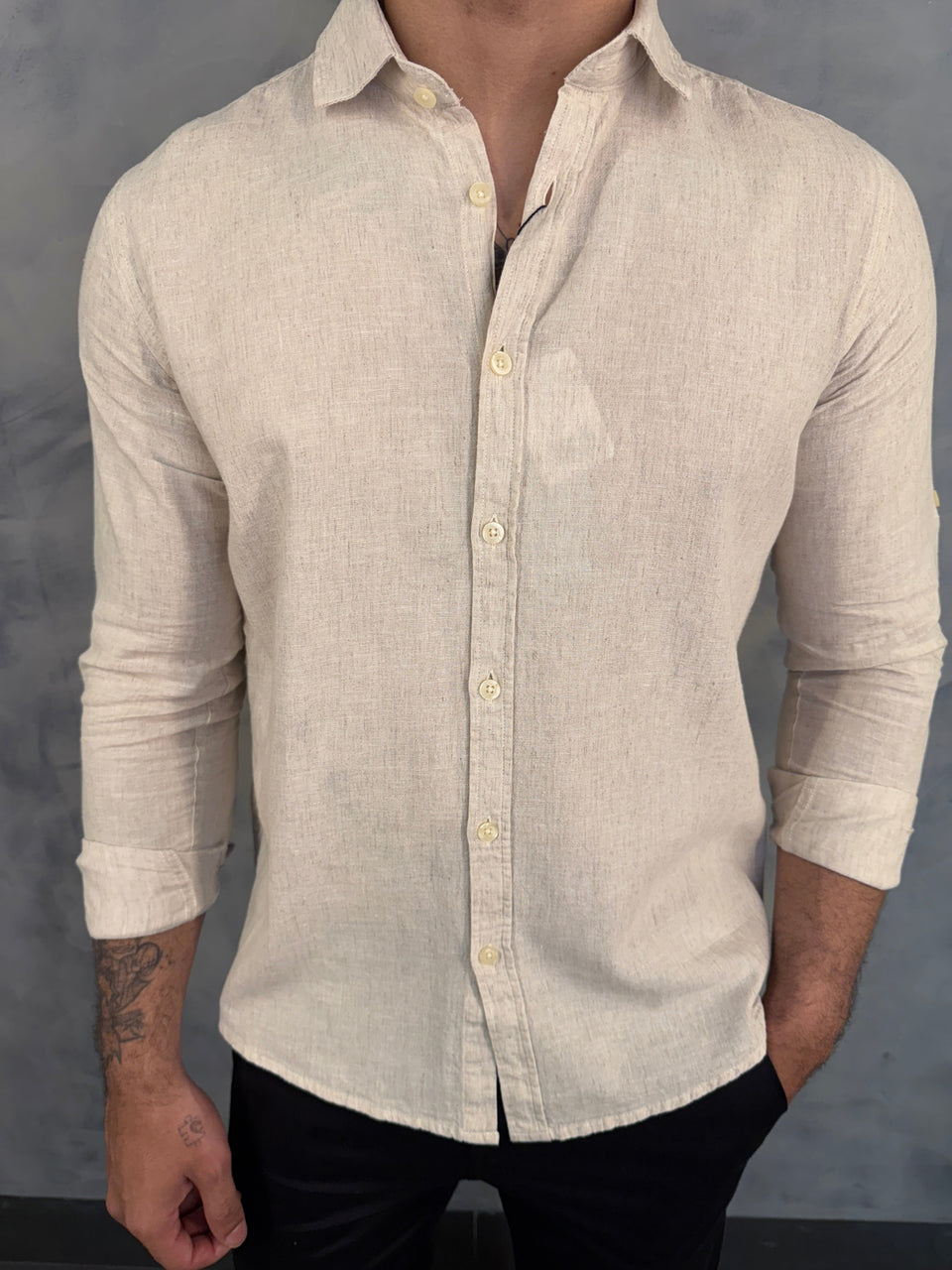 CAMISA M/L MARESIA PONTO H NATURAL