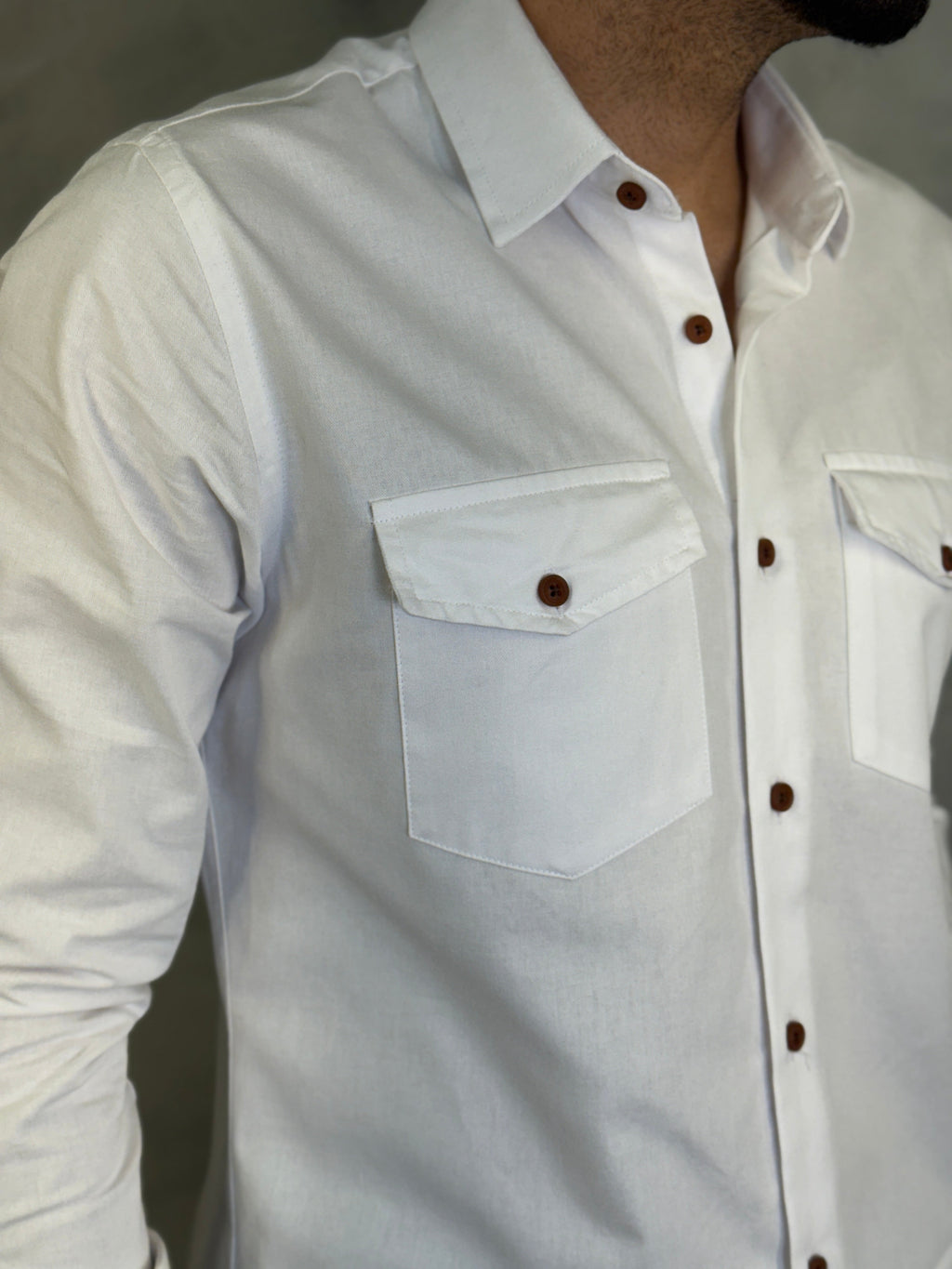 CAMISA M/L DE SARJA BRANCO