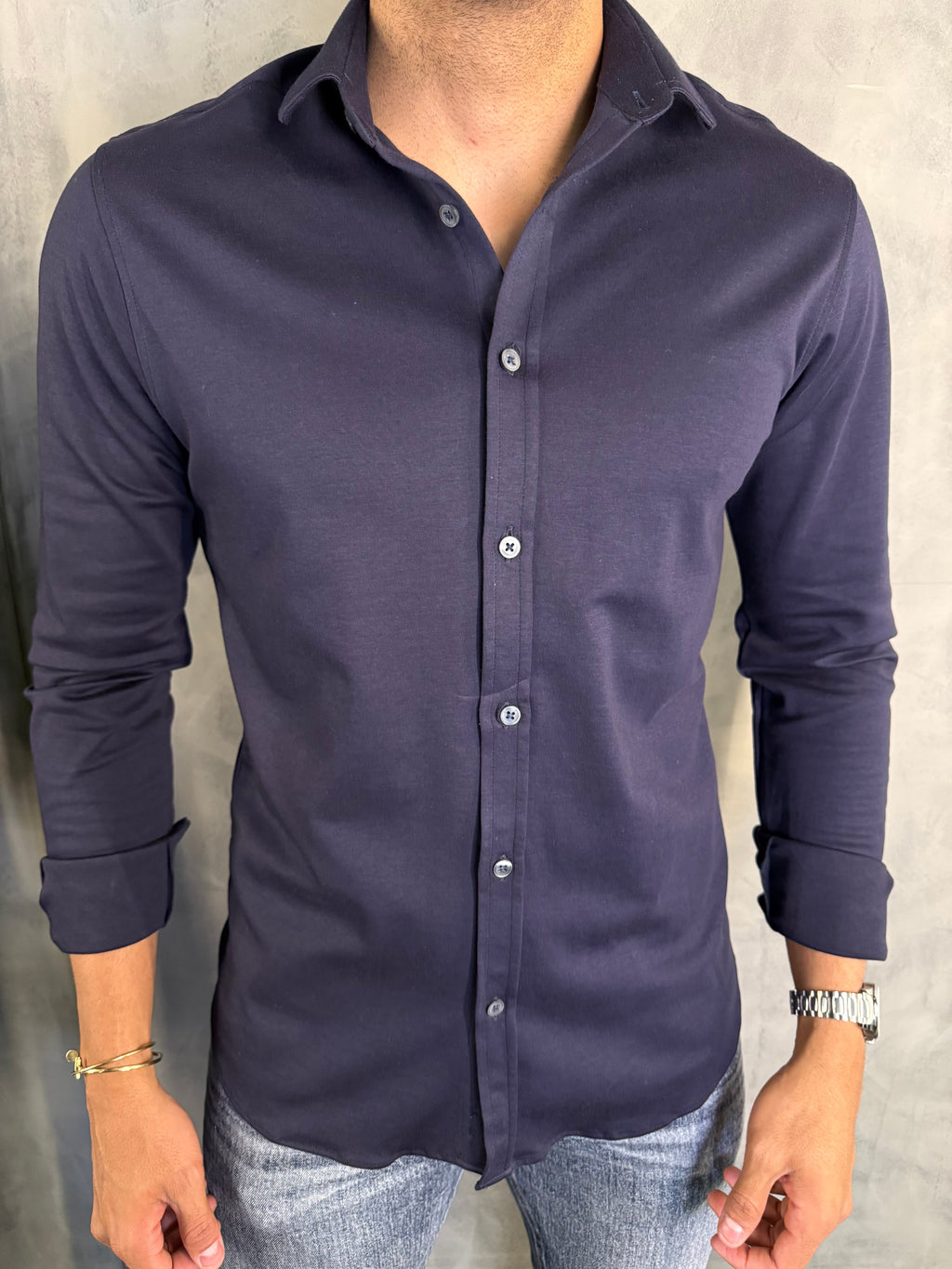 CAMISA M/L MALHA MARINHO