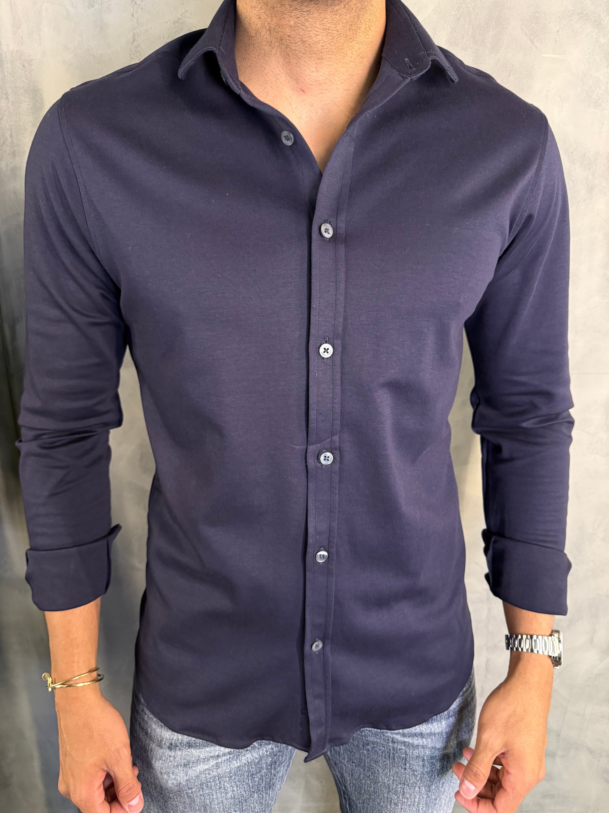 CAMISA M/L MALHA MARINHO