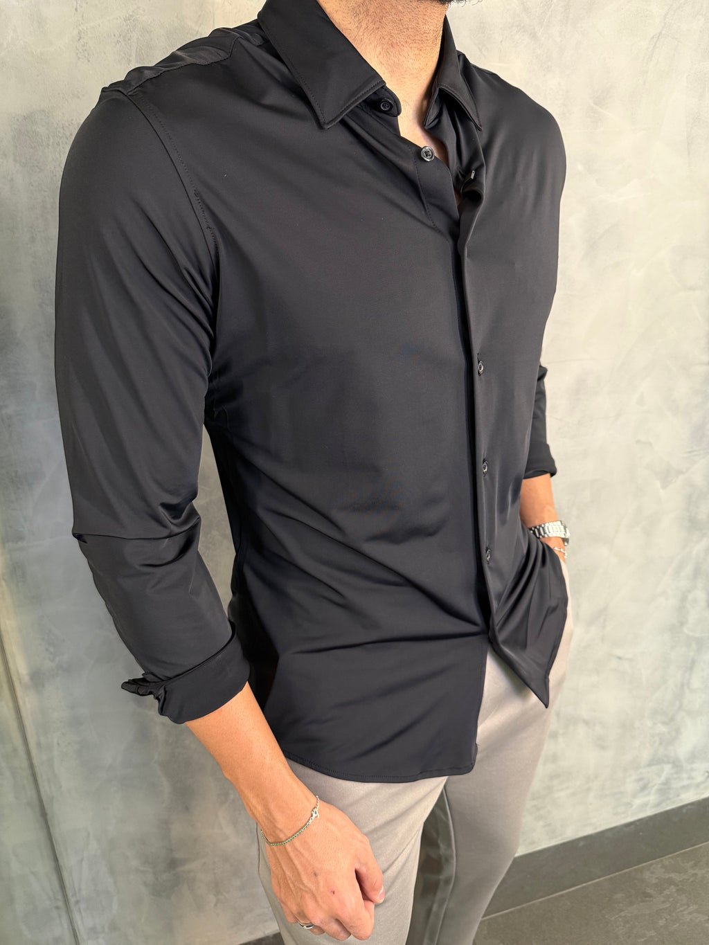 CAMISA M/L TECH POLIAMIDA PRETO