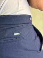 Calça Alfaiataria Skinny Com Ajuste Botão Elástico Marinho