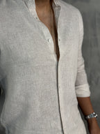 CAMISA LINHO FIO TINTO LISTRADO M/L