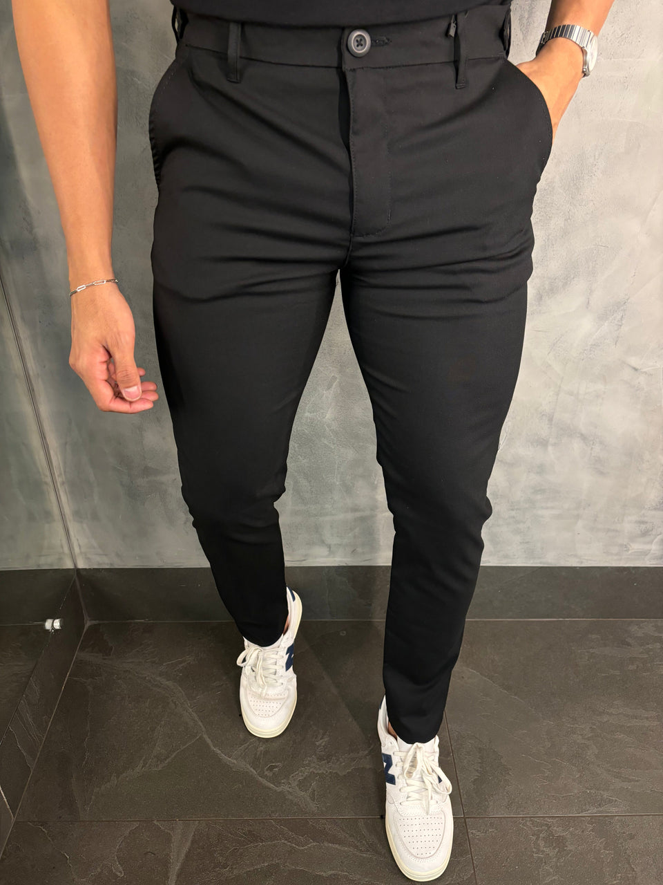 Calça Alf. Ajuste Botão Preto