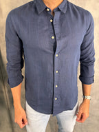 CAMISA M/L LINHO CONTINUA SIMPLES RESERVA MARINHO