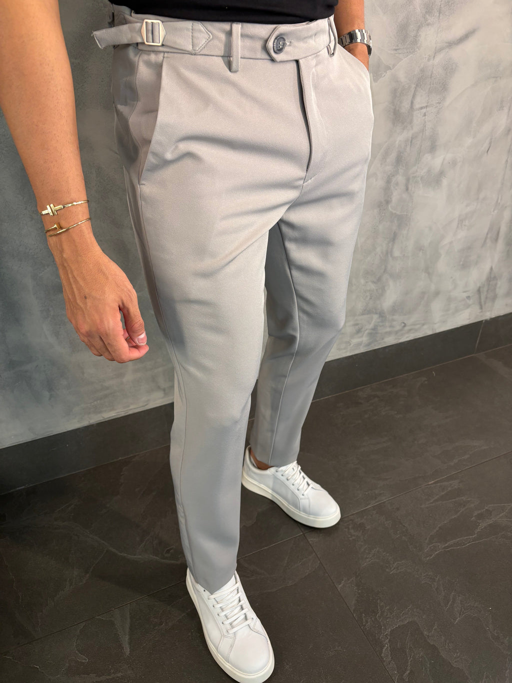 Calça Alf. Verona Ajuste Lateral Cinza Giz