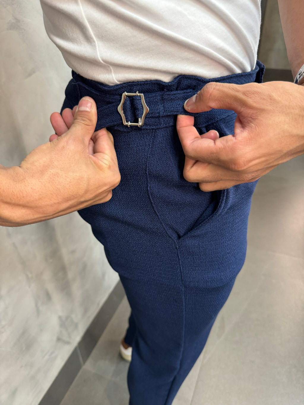 Calça Alf. Linhão Com Regulador Marinho