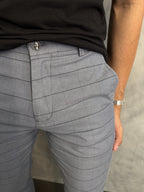 Calça Alf. Sarja Skinny Fio Tinto Xadrez Barezy