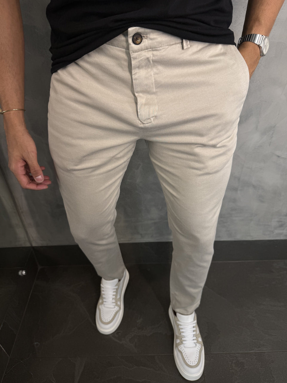 Calça Alf. Sarja Skinny Stretch Bolso Zíper Barezy