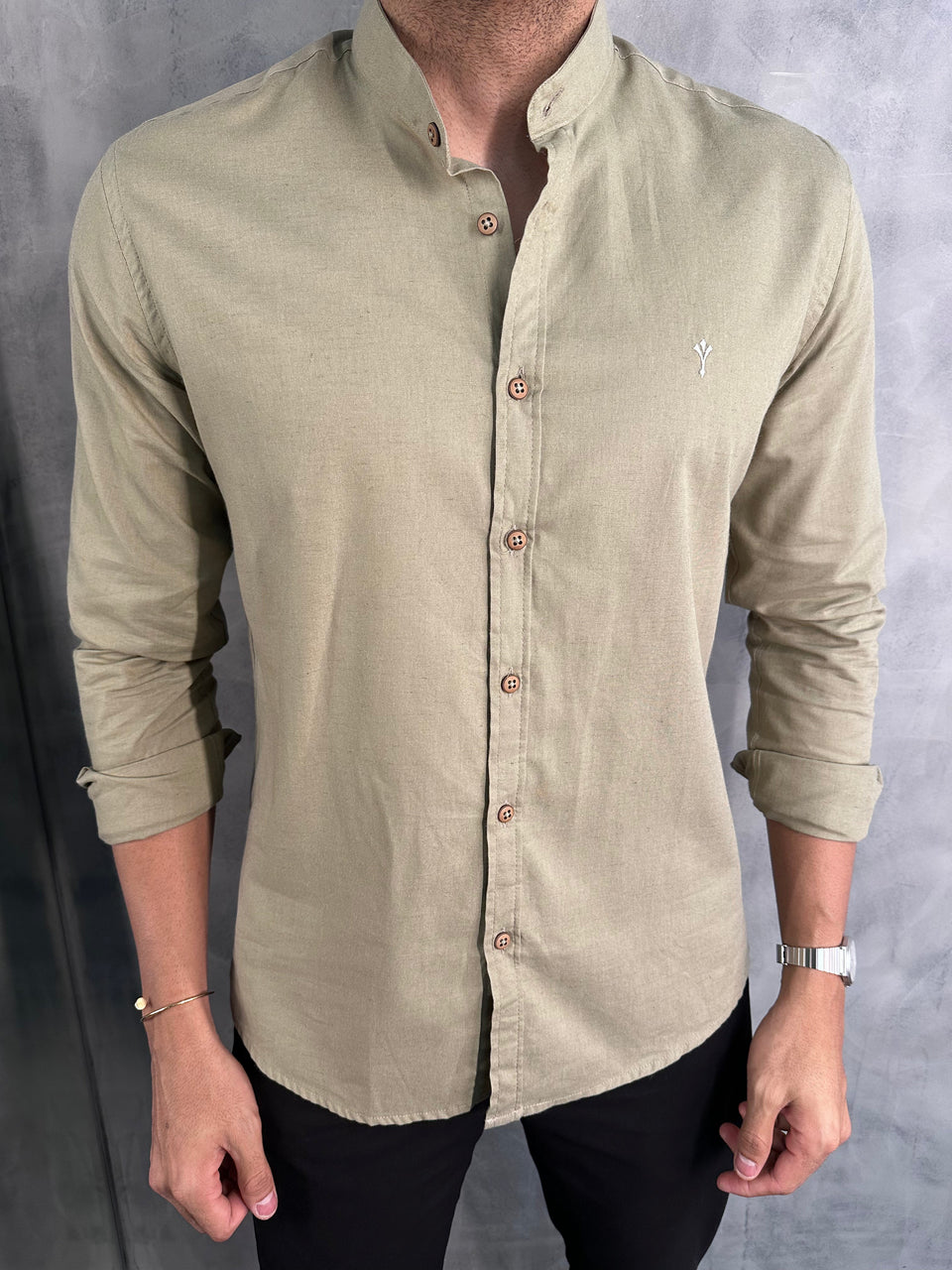 CAMISA GOLA PADRE M/L INDICCATTO VERDE SALVIA