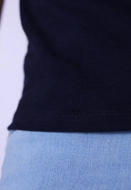 Camiseta Gola Padre Zíper Azul Marinho