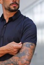 Camisa Masculina Manga Curta Slim Preta
