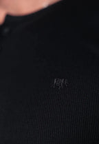Camiseta Henley Canelada Preta