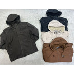 Jaqueta masculina sarja casaco com capuz e bolsos forrados