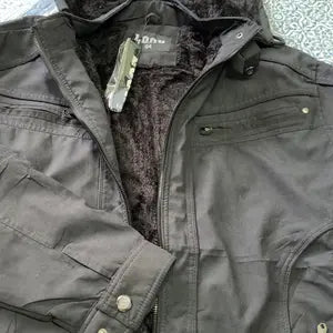 Jaqueta masculina sarja casaco com capuz e bolsos forrados