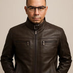 Jaqueta De Couro Masculina Slim Forrada