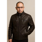 Jaqueta De Couro Masculina Slim Forrada