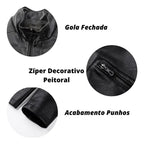 Jaqueta De Couro Masculina Slim Forrada