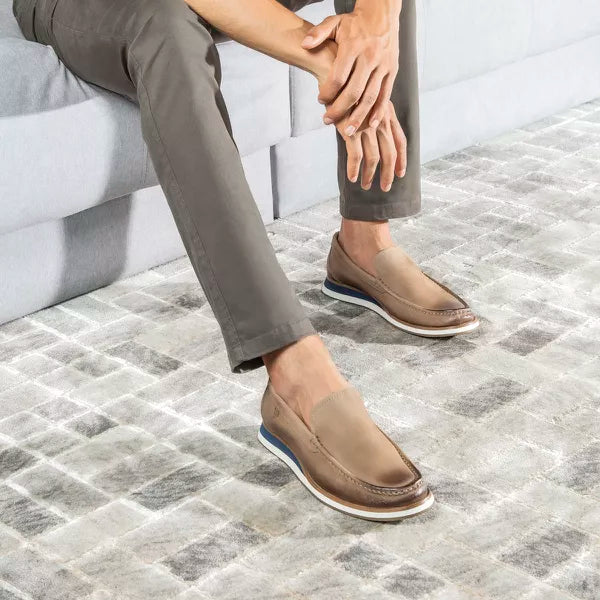 Mocassim Casual Masculino Nobuck Bege