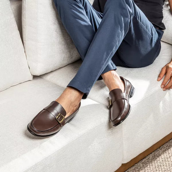 Sapato Mocassim Argentino Em Couro Sola De Couro Com Absolut Café