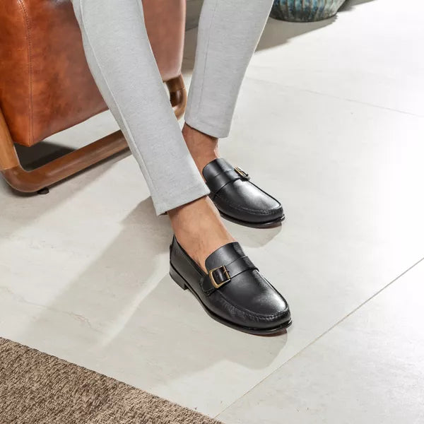 Sapato Mocassim Argentino Em Couro Sola De Couro Com Absolut Preto