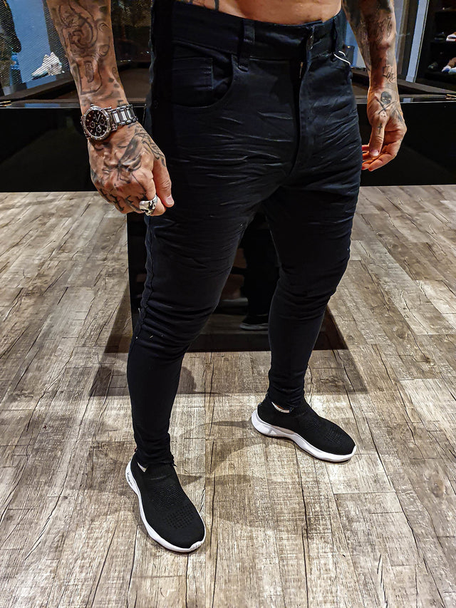 CALÇA PRETA SKINNY LISA AMASSADA